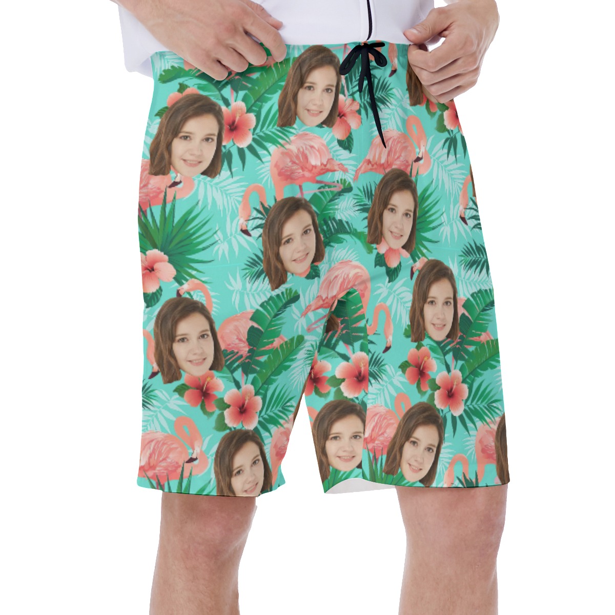 Funny Flamingo Custom Men's Hawaiian Shirt With Face
