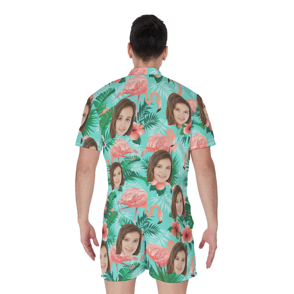 Funny Flamingo Custom Men's Romper With Custom Face