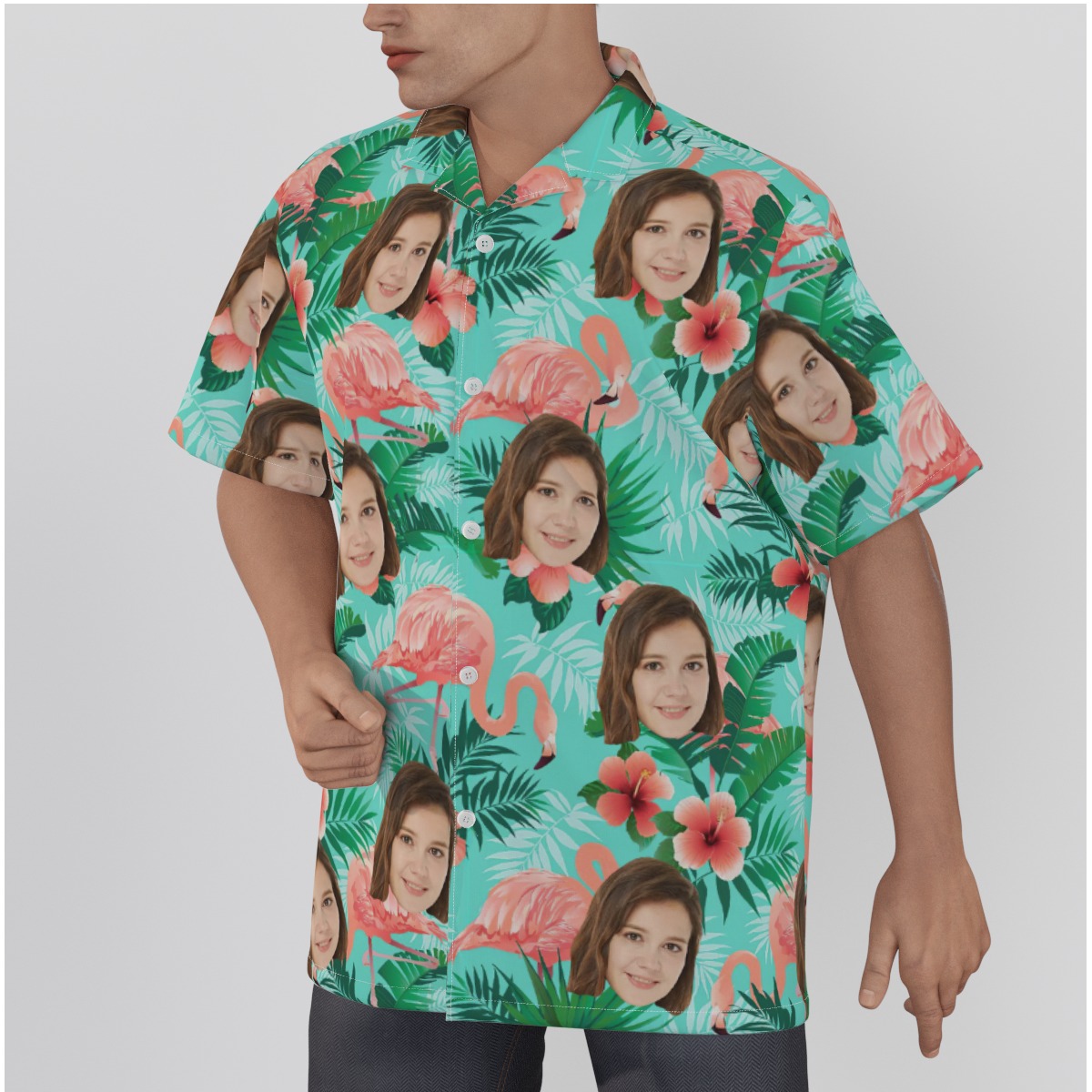 Funny Flamingo Custom Button Up Shirt With Face