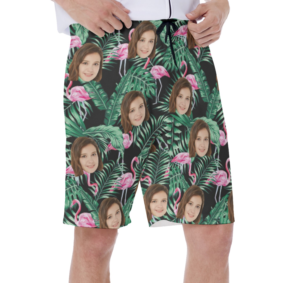 Flamingo Tropical Hawaiian Shorts With Custom Face
