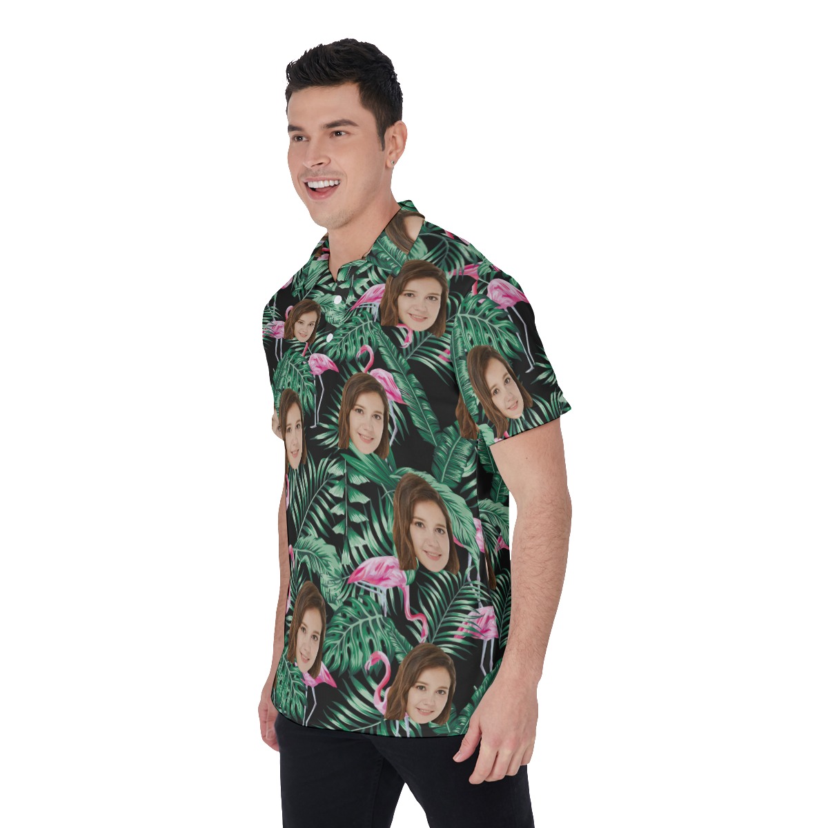 Flamingo Tropical Collar Shirt With Custom Face