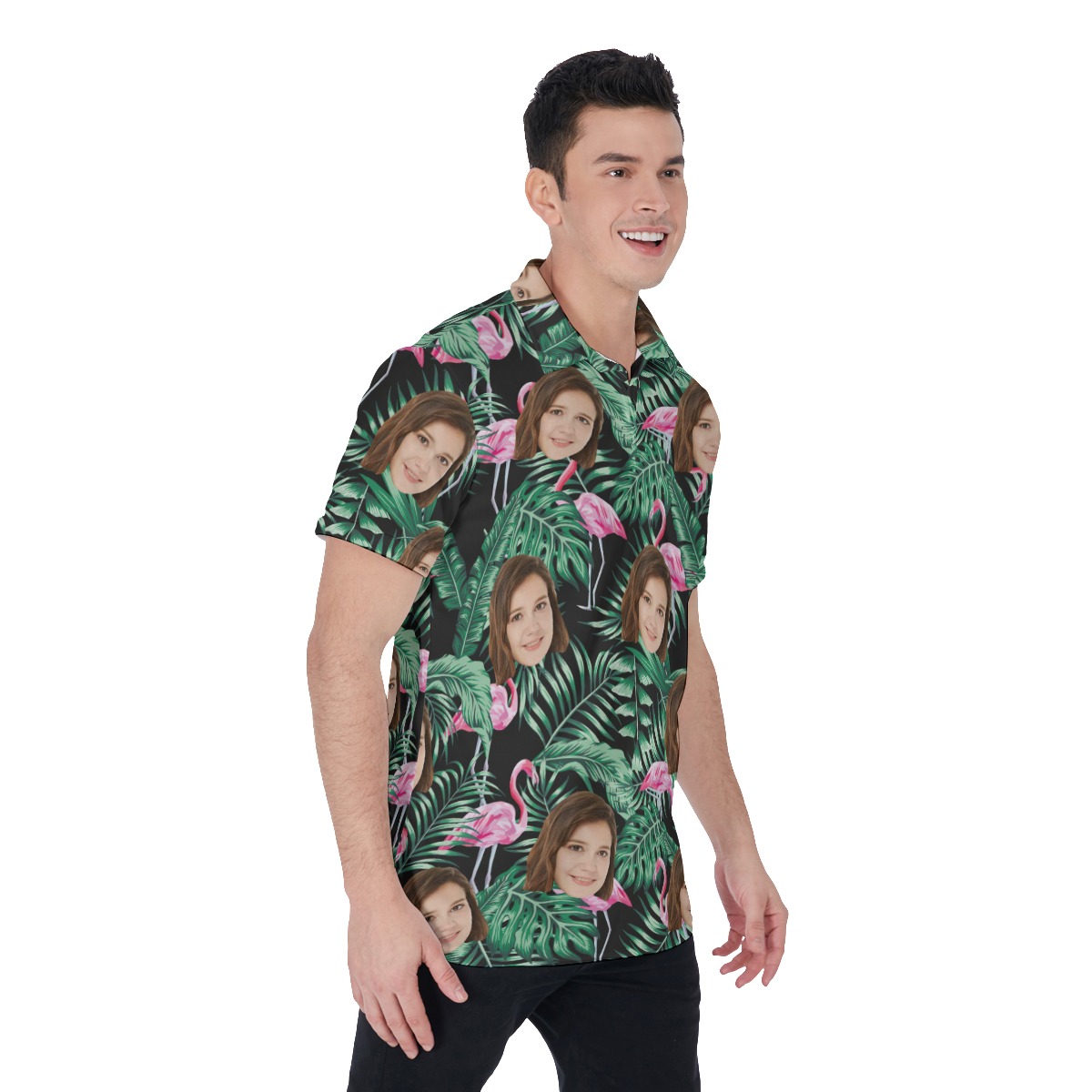 Flamingo Tropical Collar Shirt With Custom Face