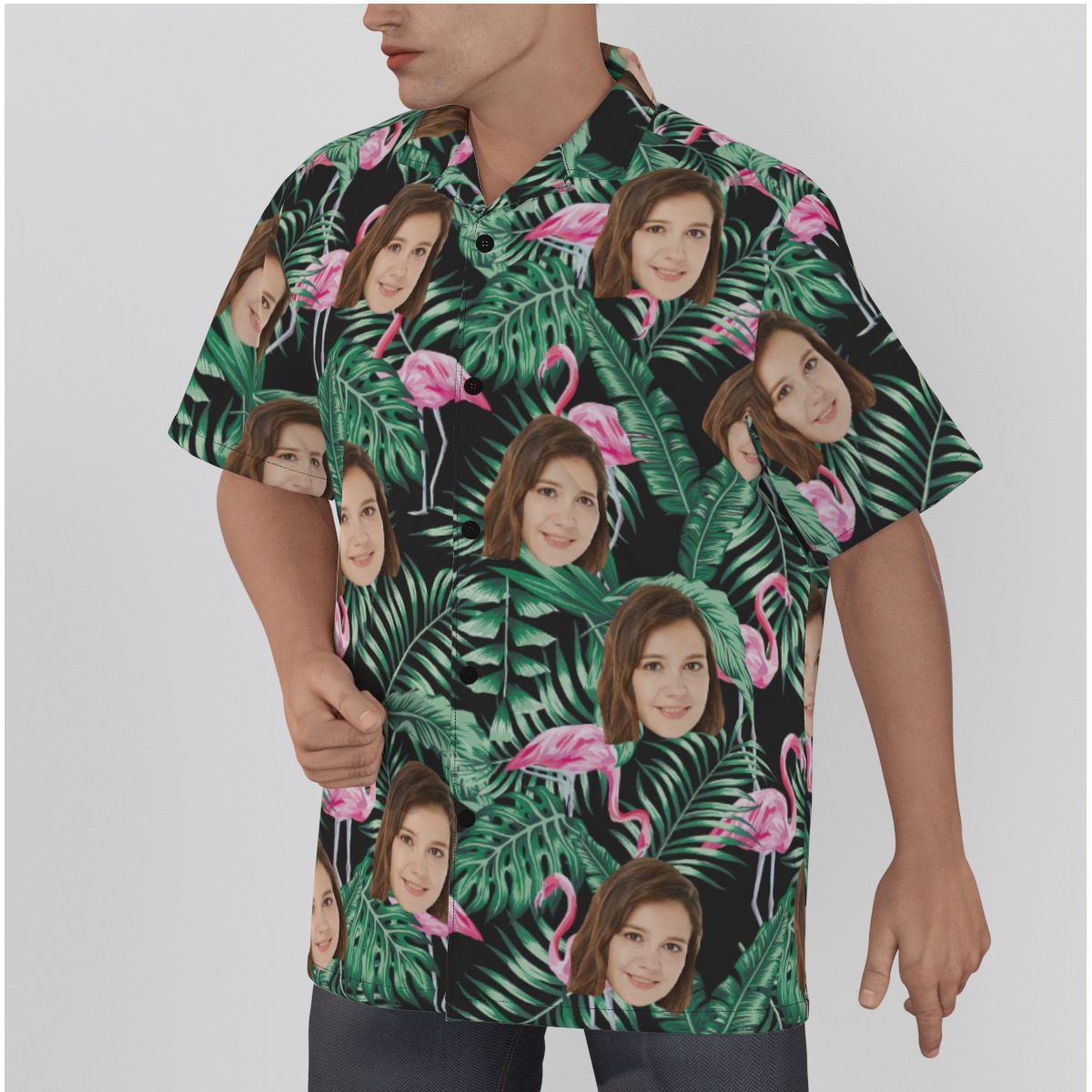 Flamingo Tropical Hawaiian Shirt With Custom Face