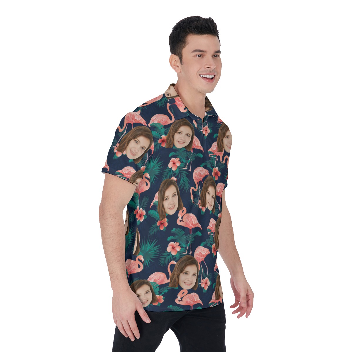 Unique Flamingo Custom Polo Shirt With Face