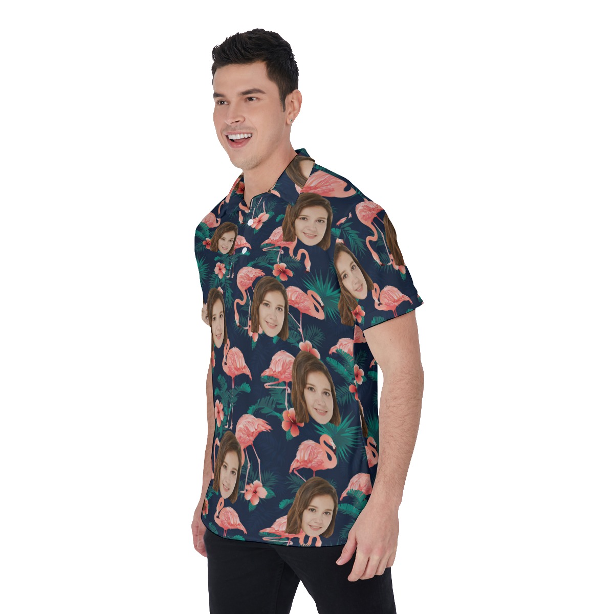 Unique Flamingo Custom Polo Shirt With Face