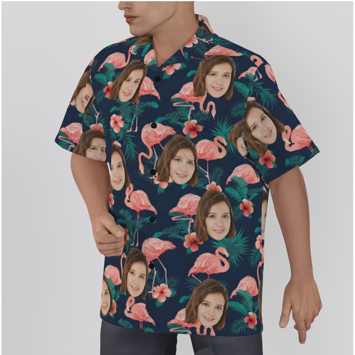 Custom Flamingo Hawaiian Shirt With Face