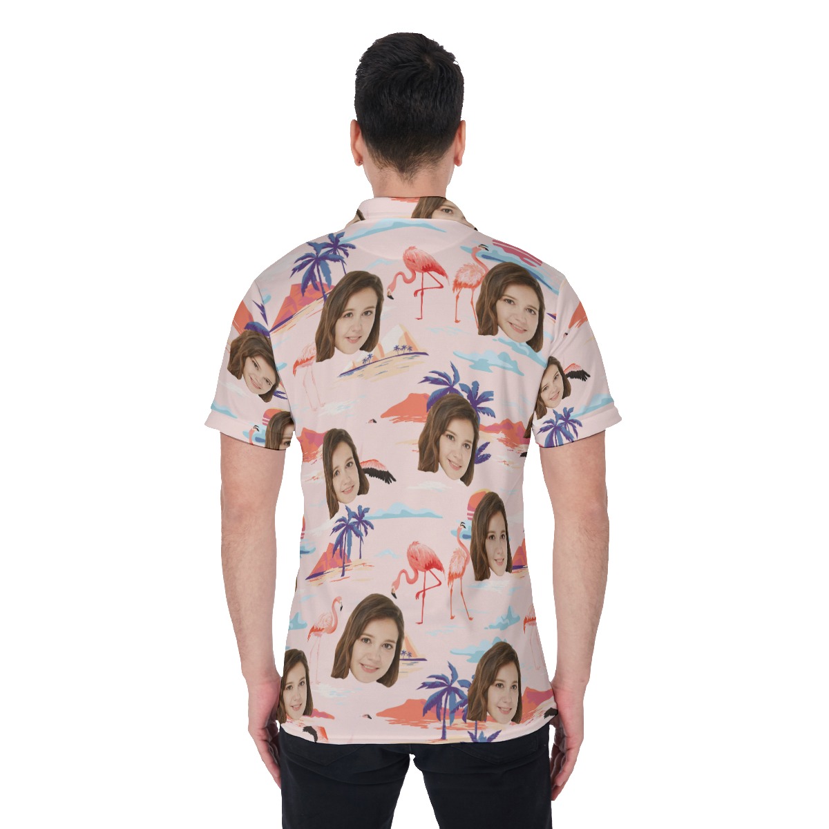 Custom Flamingo Pink Polo Shirt With Custom Face