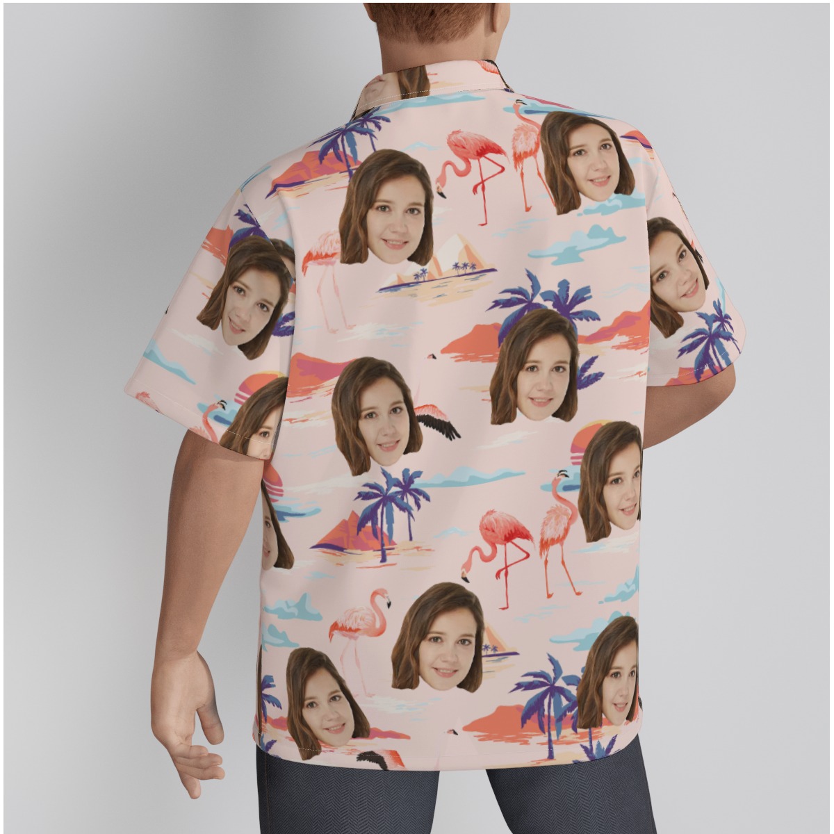 Custom Flamingo Pink Hawaiian Shirt With Custom Face