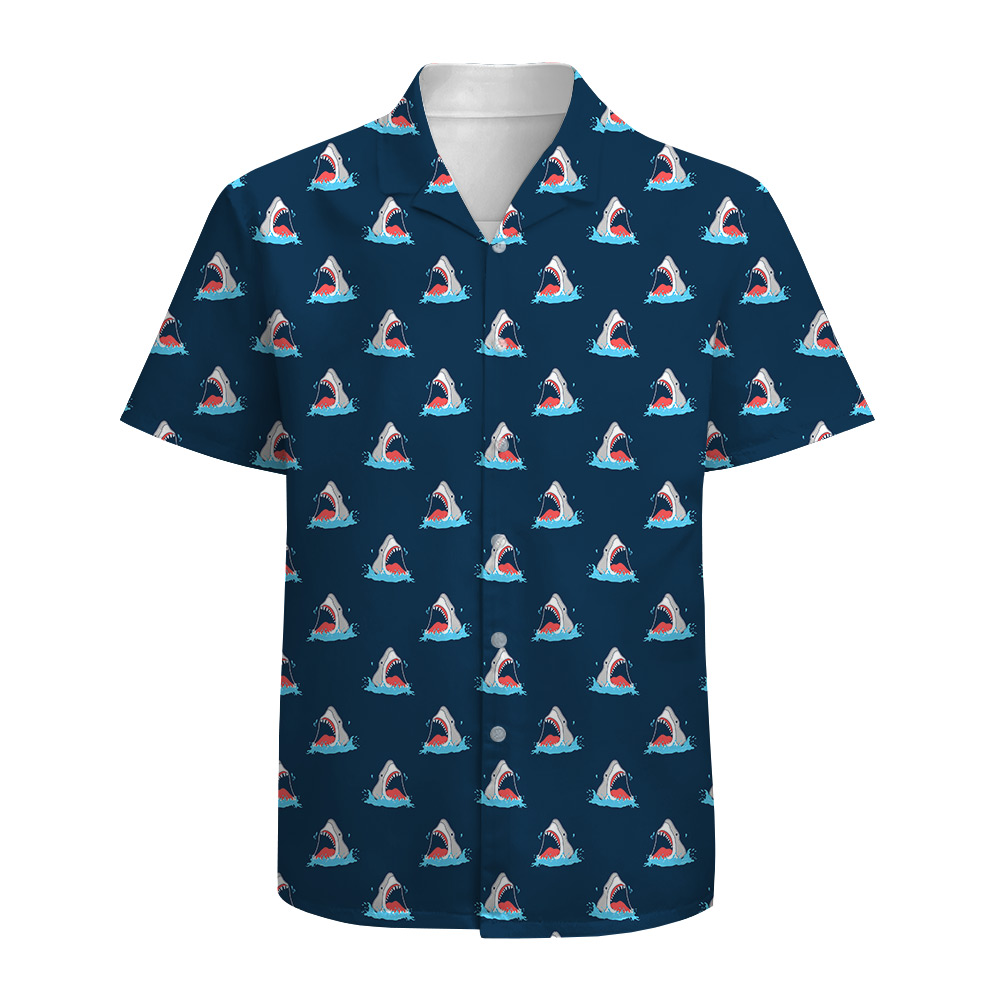 Funny Shark Men's Cotton Hawaiian Shirts - variant image 1