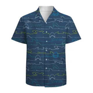 Men's Shark Cotton Aloha Shirt