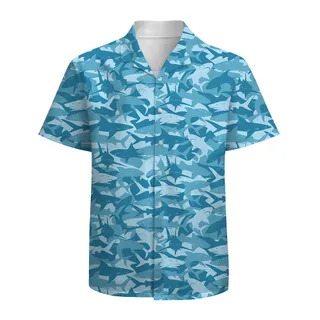Blue Shark Men's 100% Cotton Hawaiian Shirt