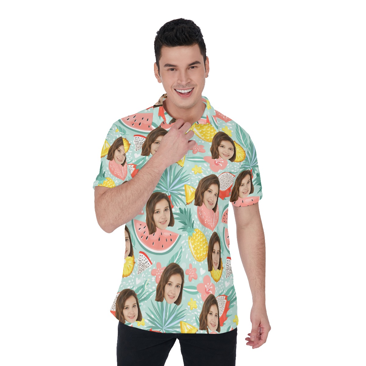 Fruit Summer Men's Polo Shirt With Custom Face - variant image 1