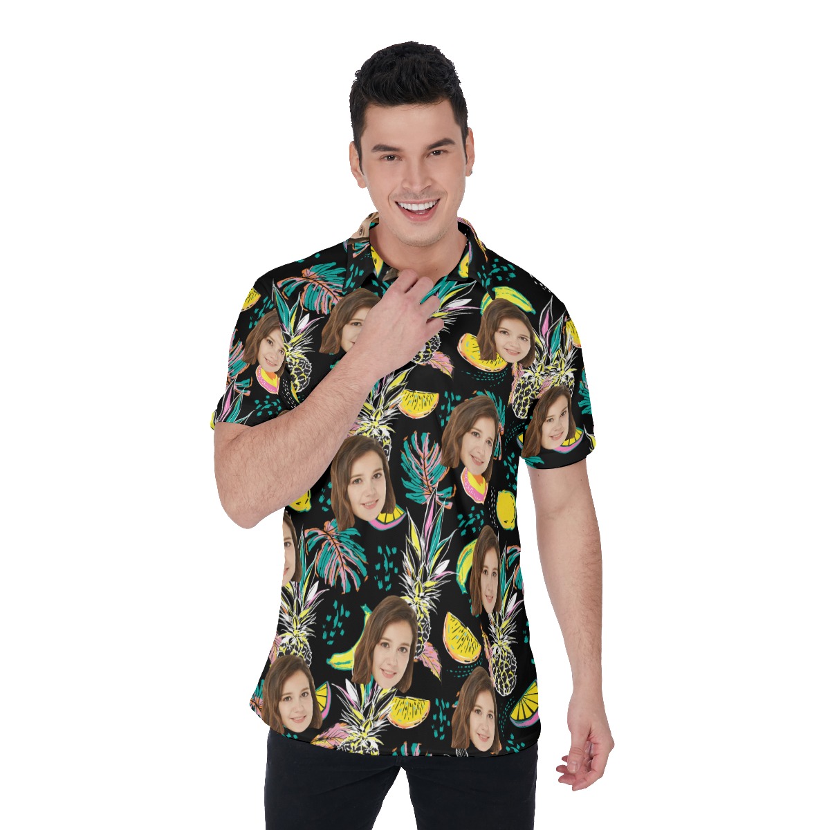Vintage Pineapple Men's Custom Polo Shirt - variant image 1