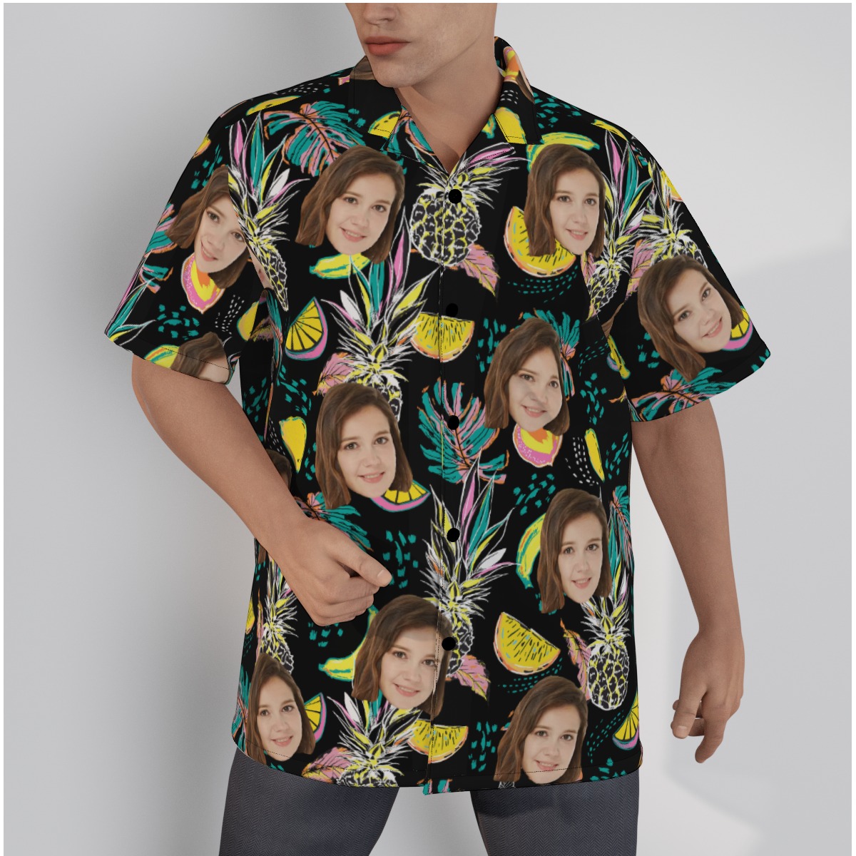 Vintage Pineapple Custom Face Hawaiian Shirt - variant image 1