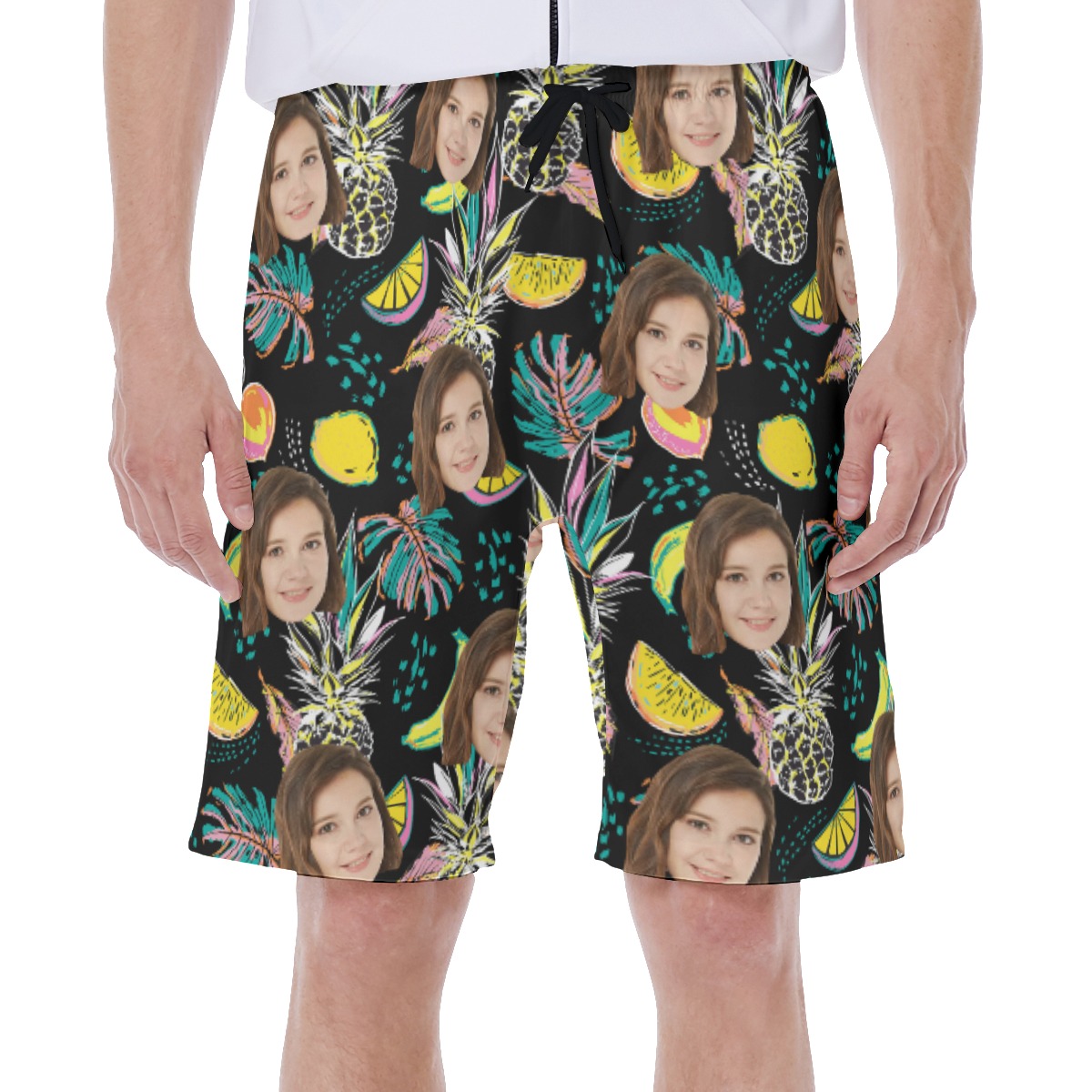 Vintage Pineapple Men's Hawaiian Swim Trunks With Custom Face - variant image 1