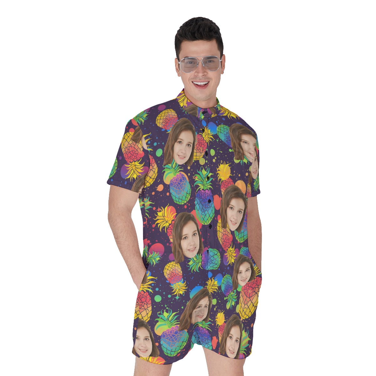 Custom Face Men's Romper With Colorful Pineapple - variant image 1