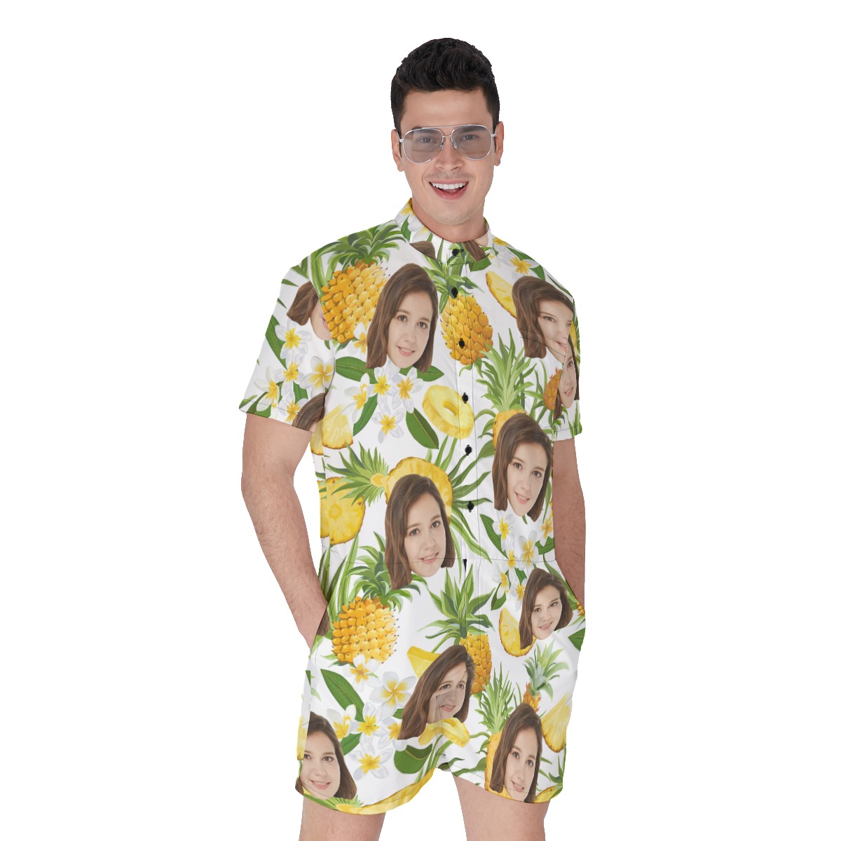 Pineapple Custom Tropical Men's Romper With Face - variant image 1