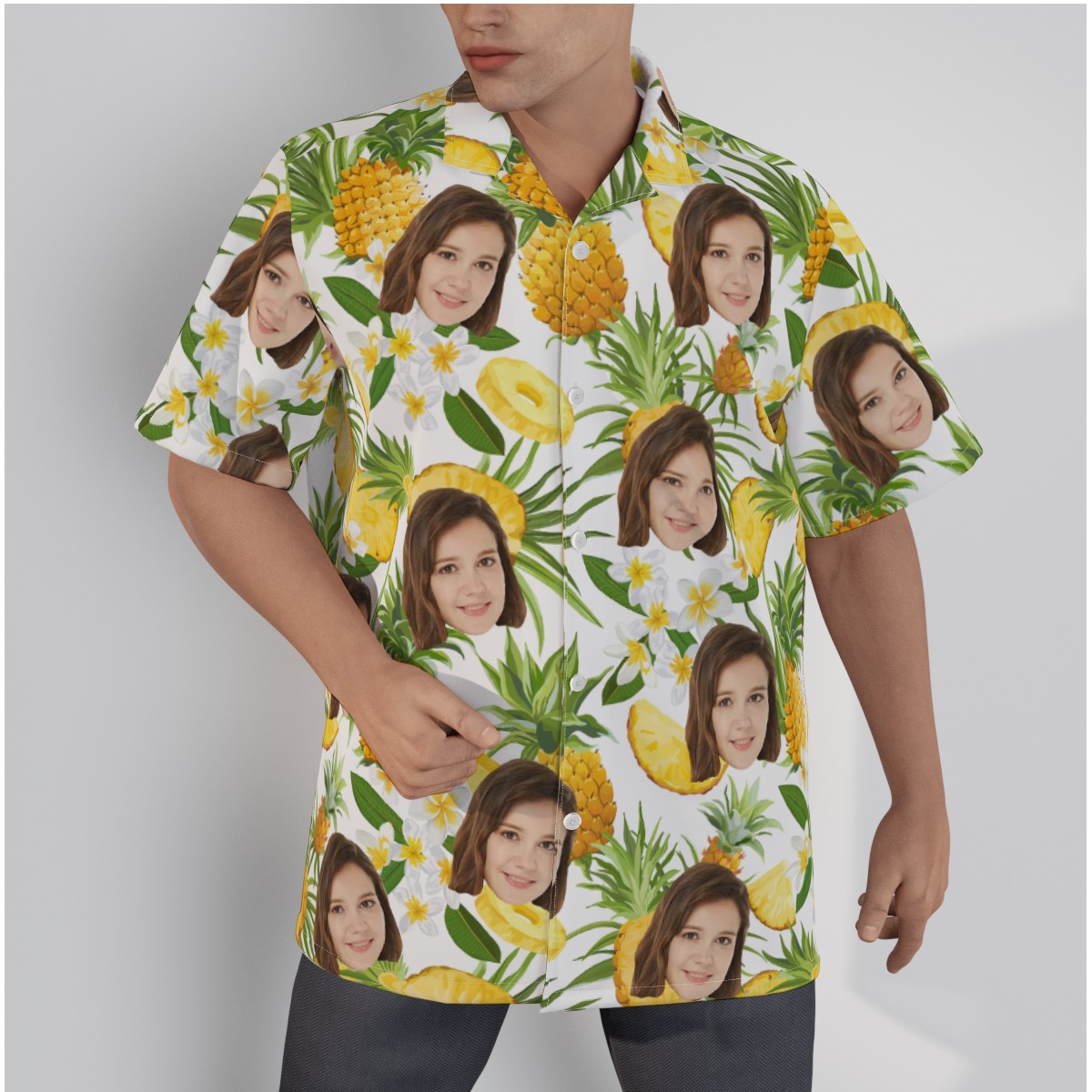 Pineapple Custom Tropical Hawaiian Shirt With Face - variant image 1