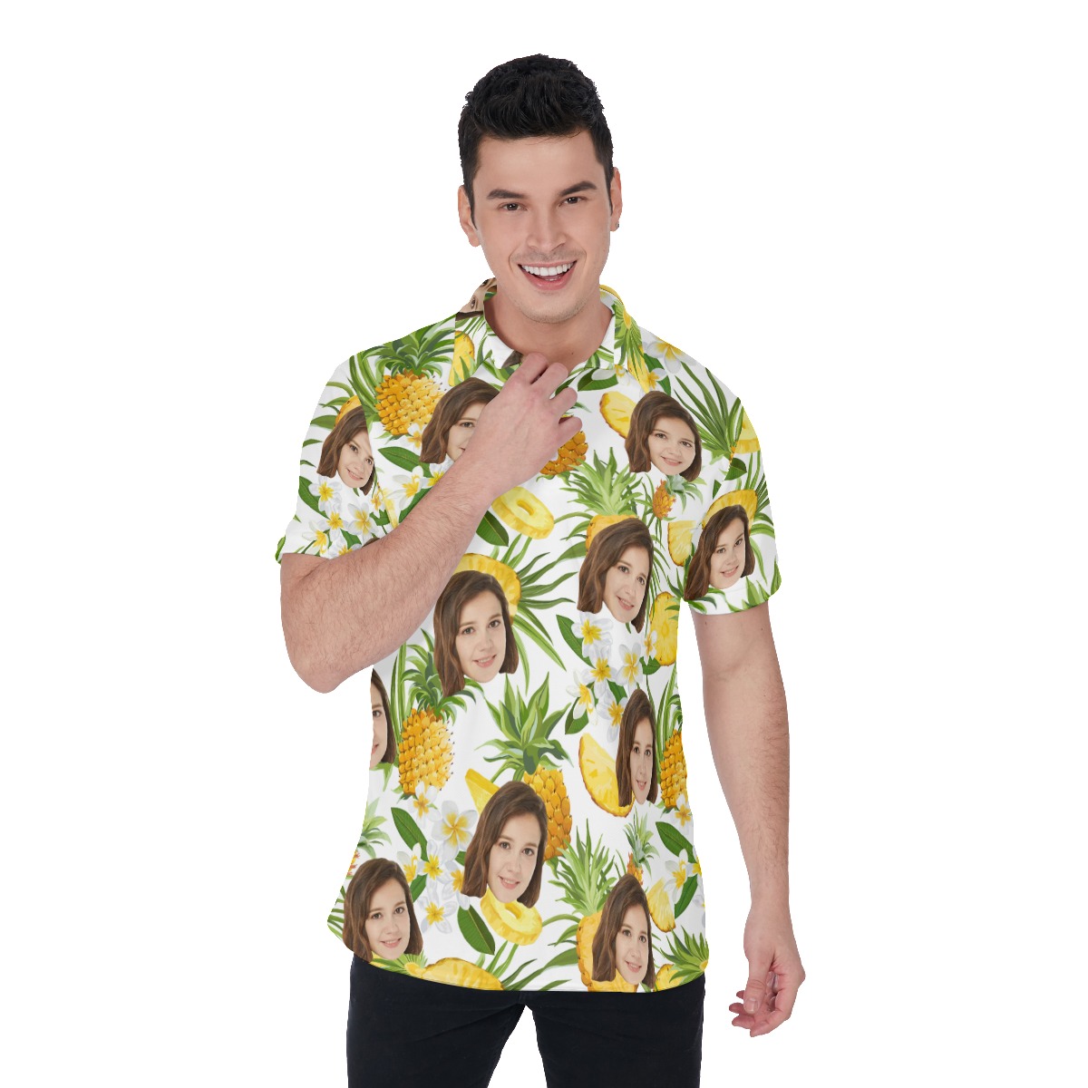 Pineapple Custom Tropical Collar Shirt With Face - variant image 1