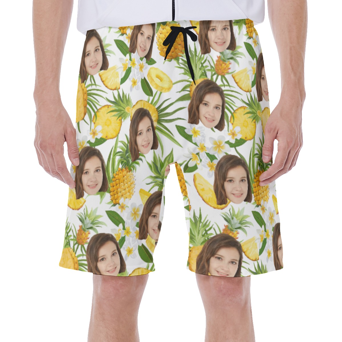 Pineapple Custom Tropical Men's Swim Trunks With Face - variant image 1
