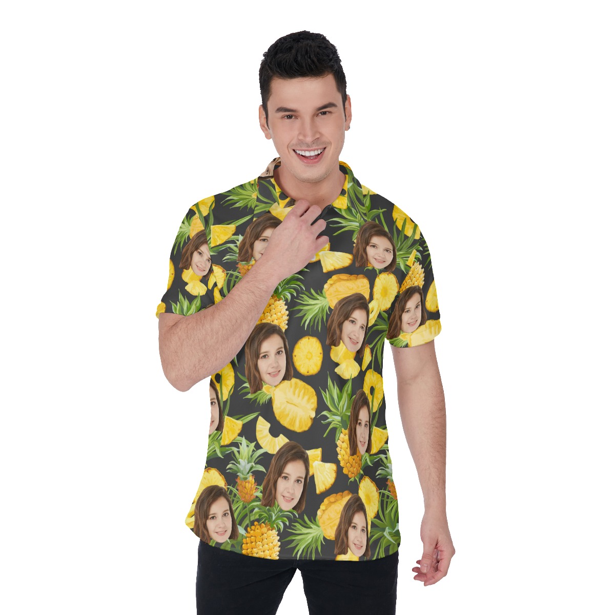Pineapple Custom Polo Shirt With Face - variant image 1