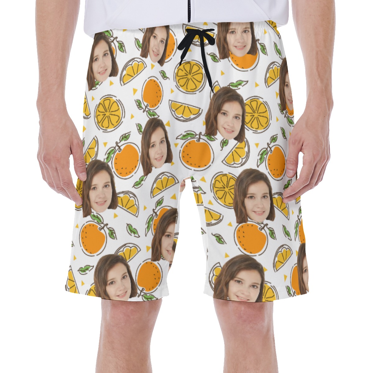 Custom Face Orange Fruit Men's Swim Trunks - variant image 1