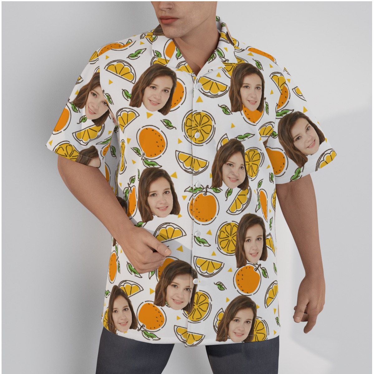 Orange Custom Face Hawaiian Shirt With Face - variant image 1