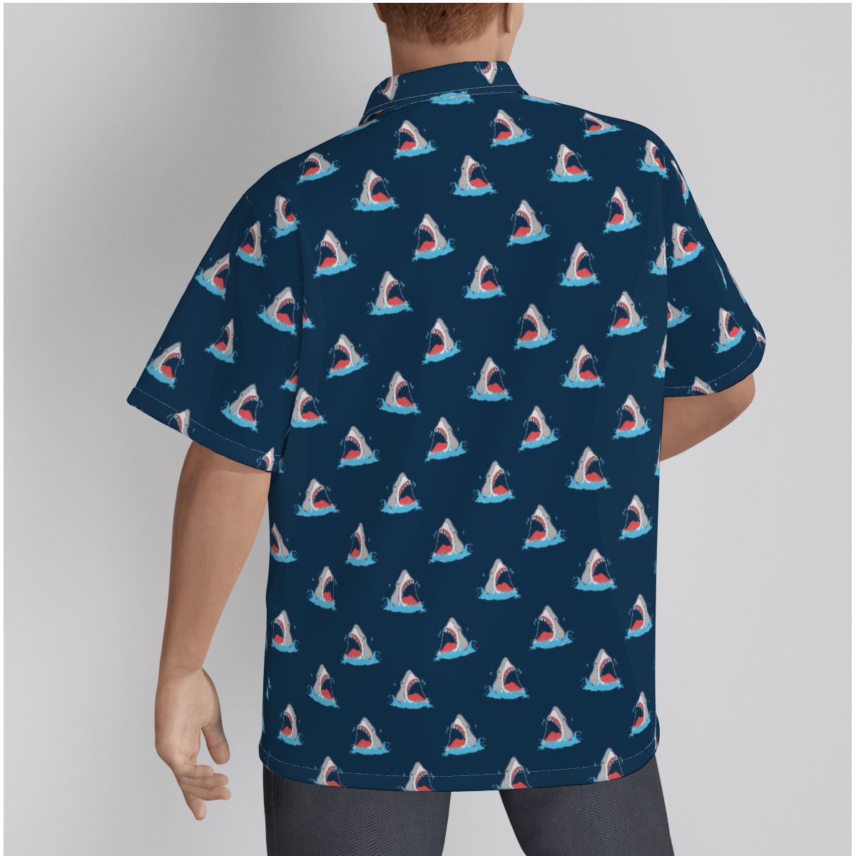 Funny Shark Men's Cotton Hawaiian Shirts