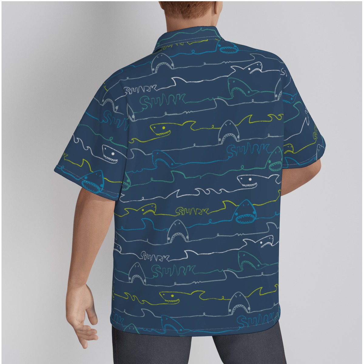 Men's Shark Cotton Aloha Shirt