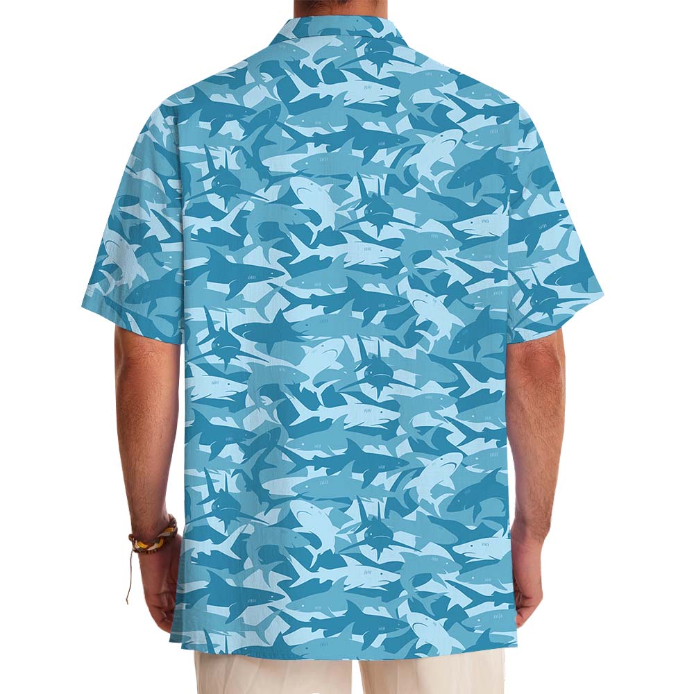 Blue Shark Men's 100% Cotton Hawaiian Shirt