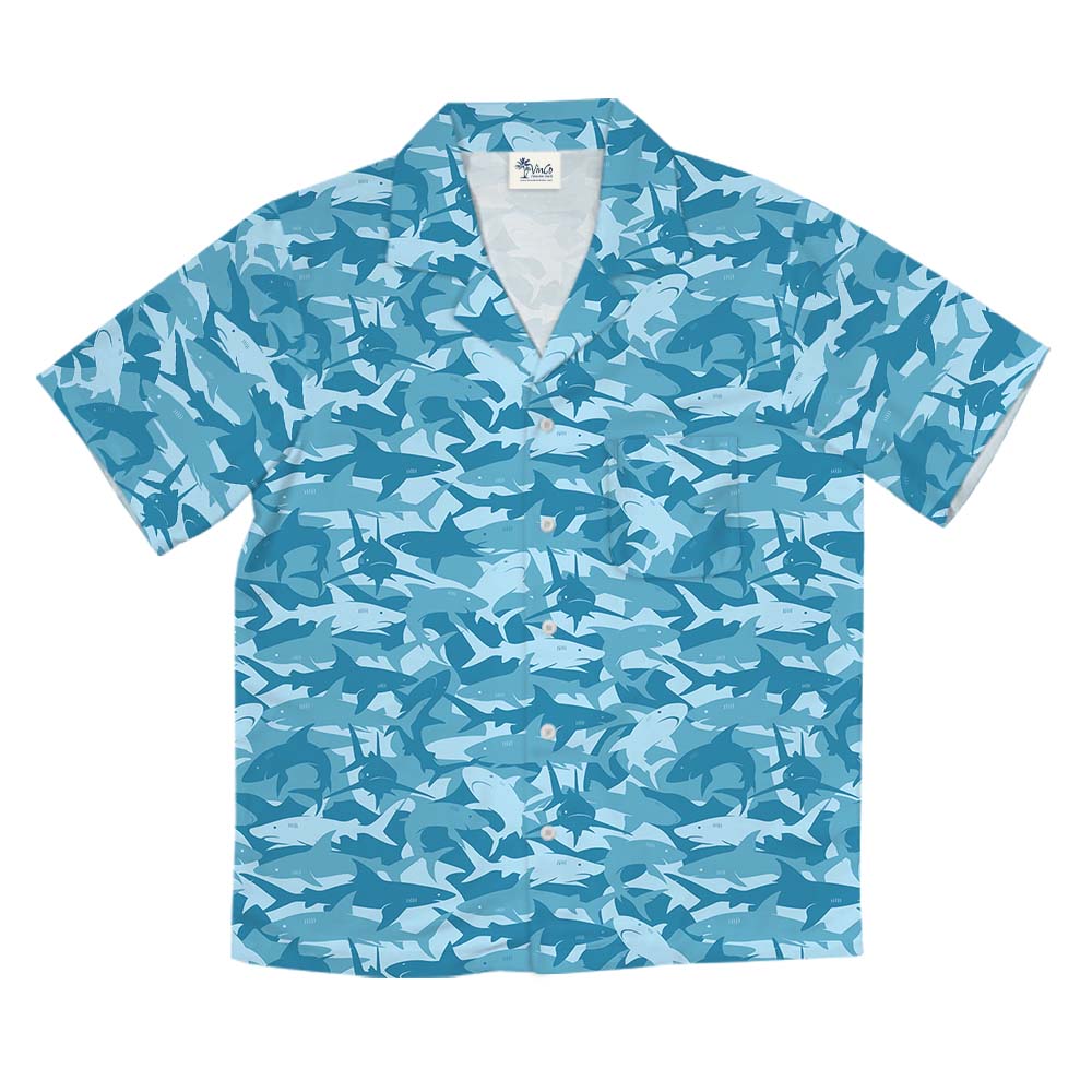 Blue Shark Men's 100% Cotton Hawaiian Shirt