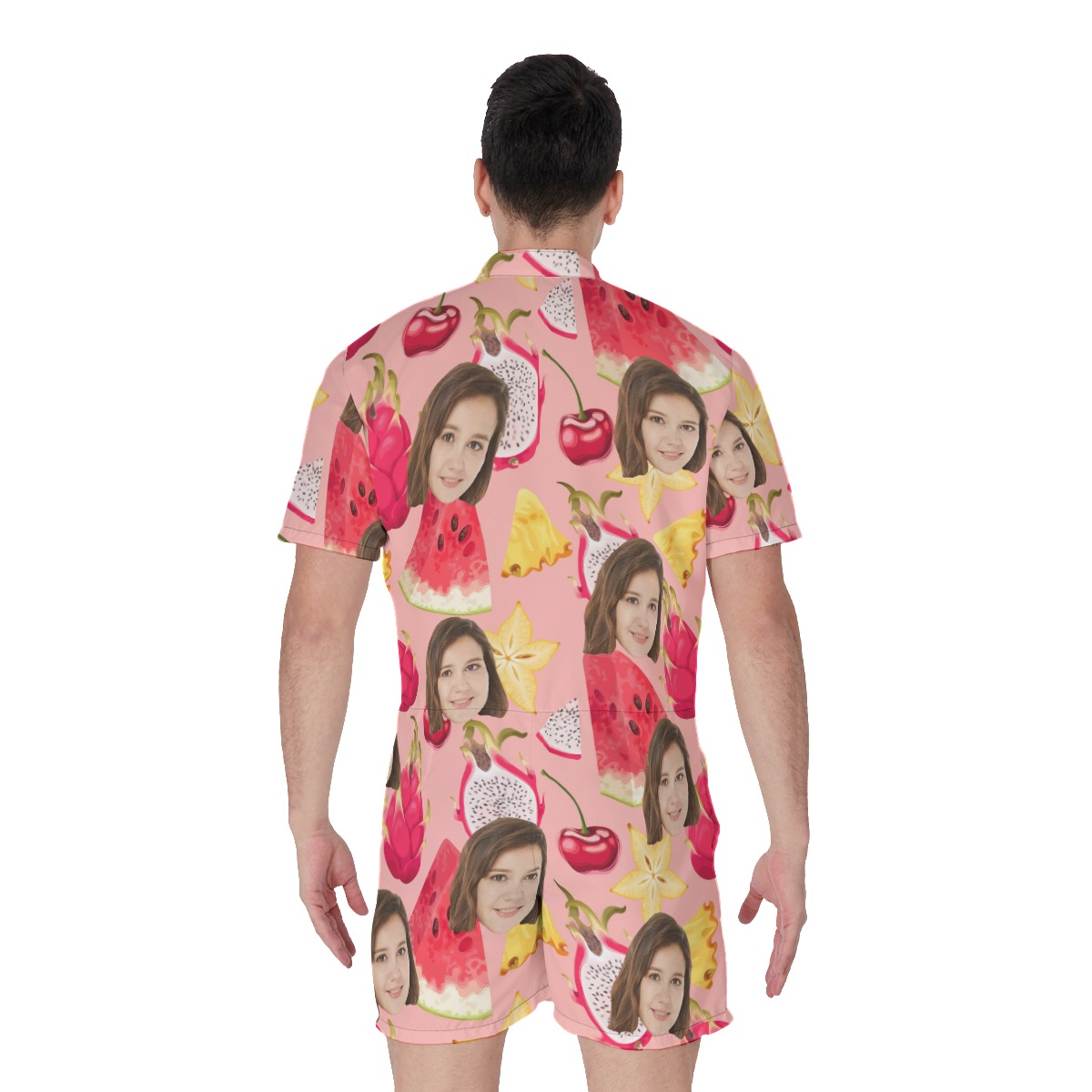 Watermelon Fruit Men's Romper With Custom Face