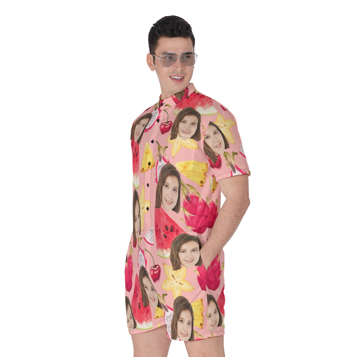 Watermelon Fruit Men's Romper With Custom Face