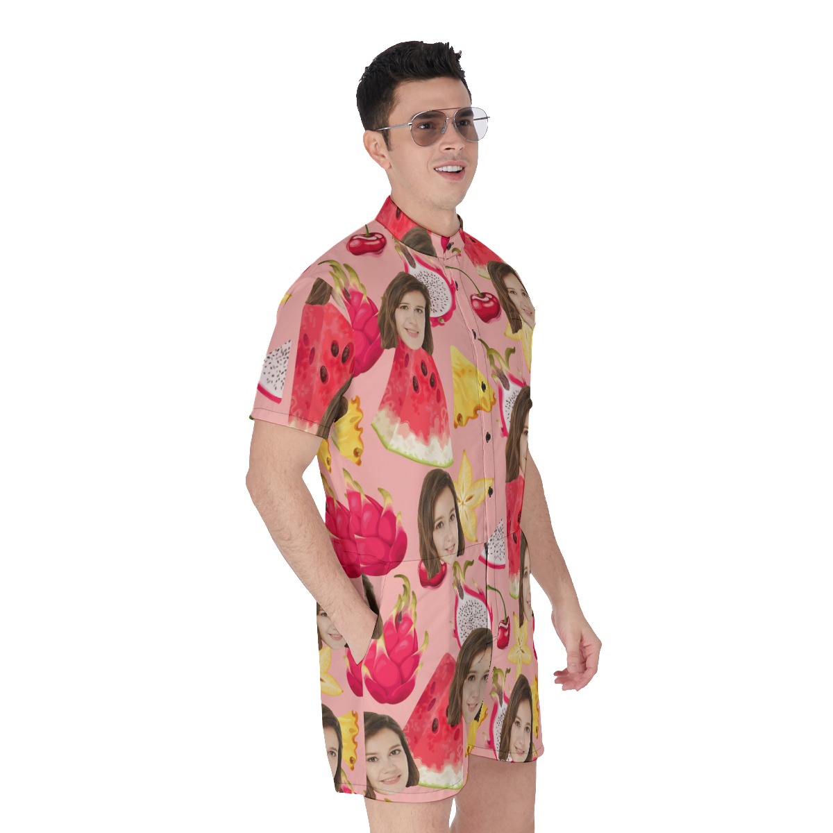Watermelon Fruit Men's Romper With Custom Face