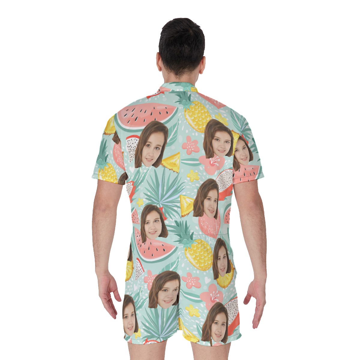 Fruit Summer Men's Hawaiian Romper With Custom Face