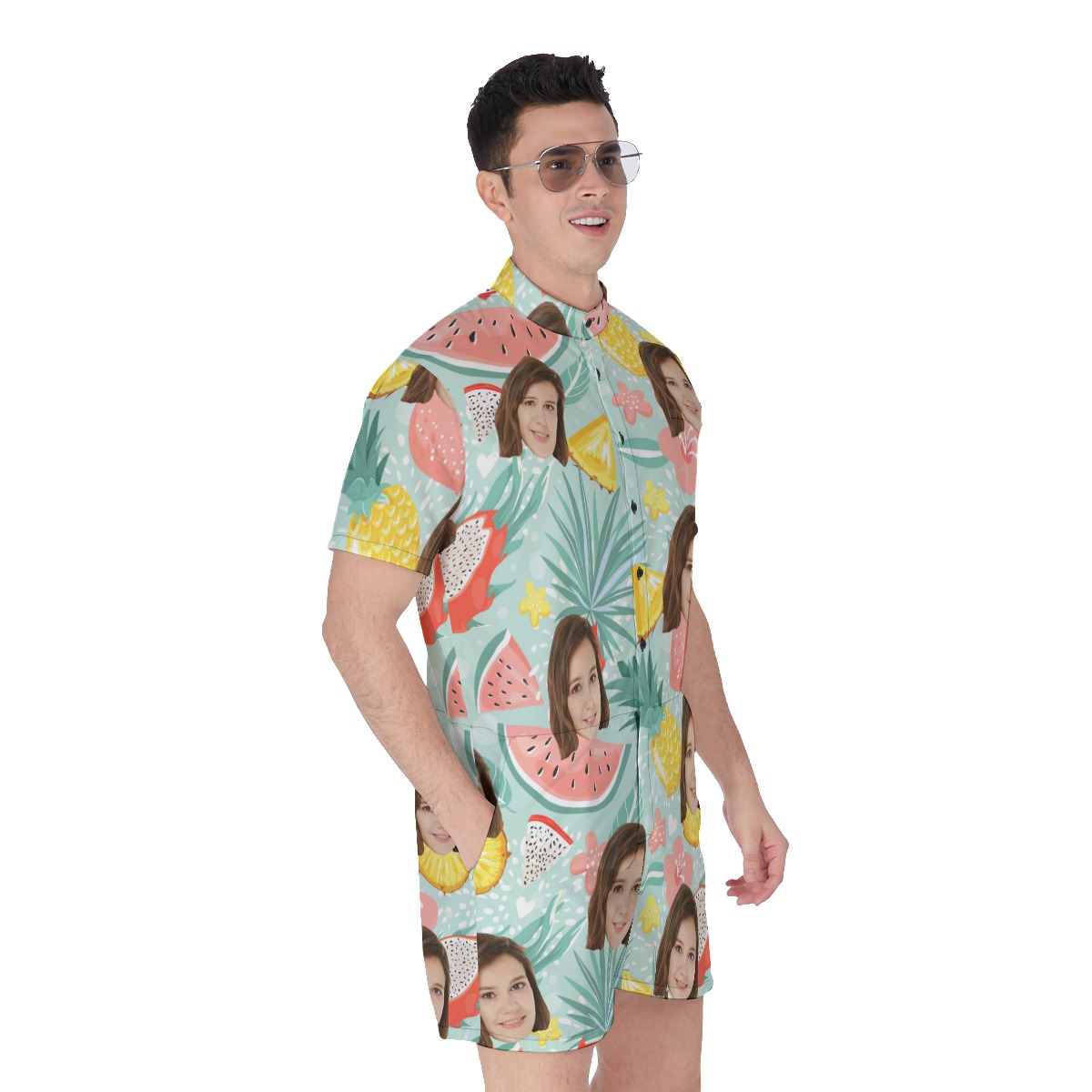 Fruit Summer Men's Hawaiian Romper With Custom Face