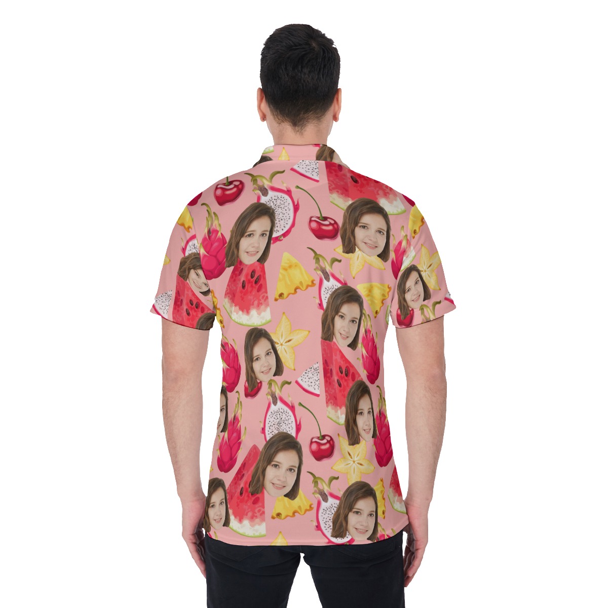 Funny Watermelon Men's Hawaiian Polo Shirt With Custom Face
