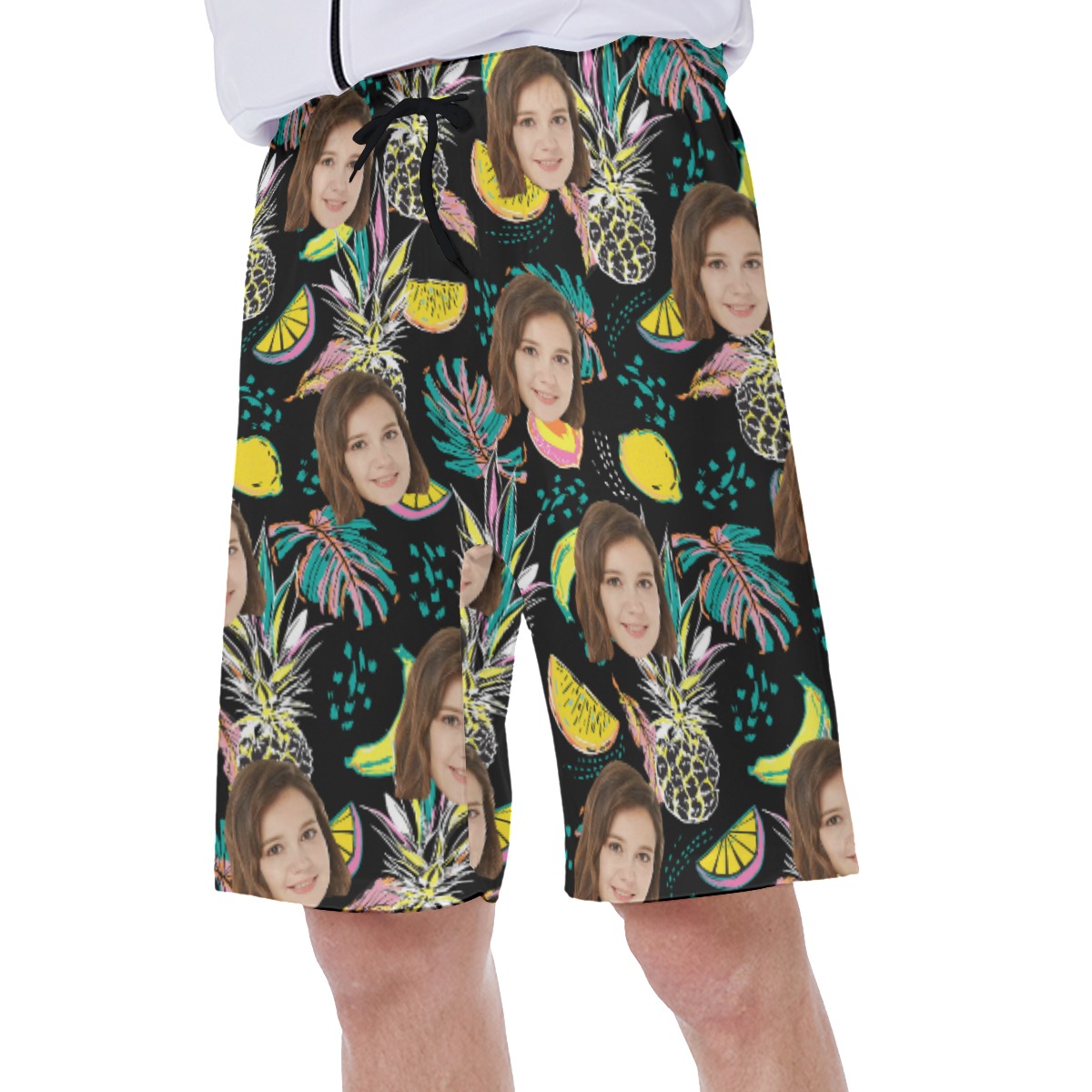 Vintage Pineapple Men's Hawaiian Swim Trunks With Custom Face