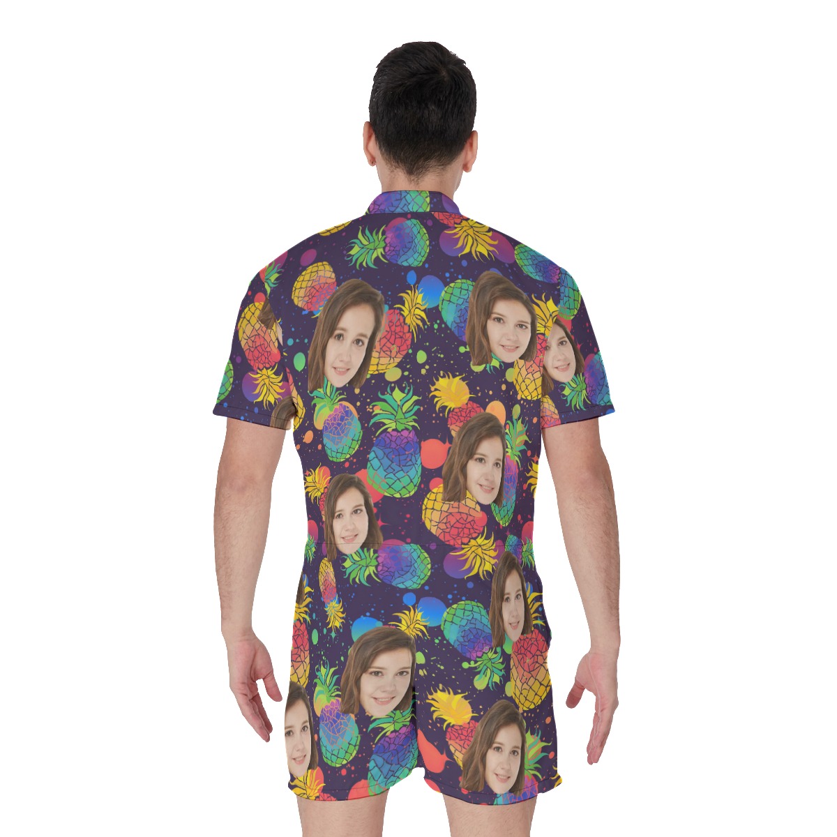 Custom Face Men's Romper With Colorful Pineapple