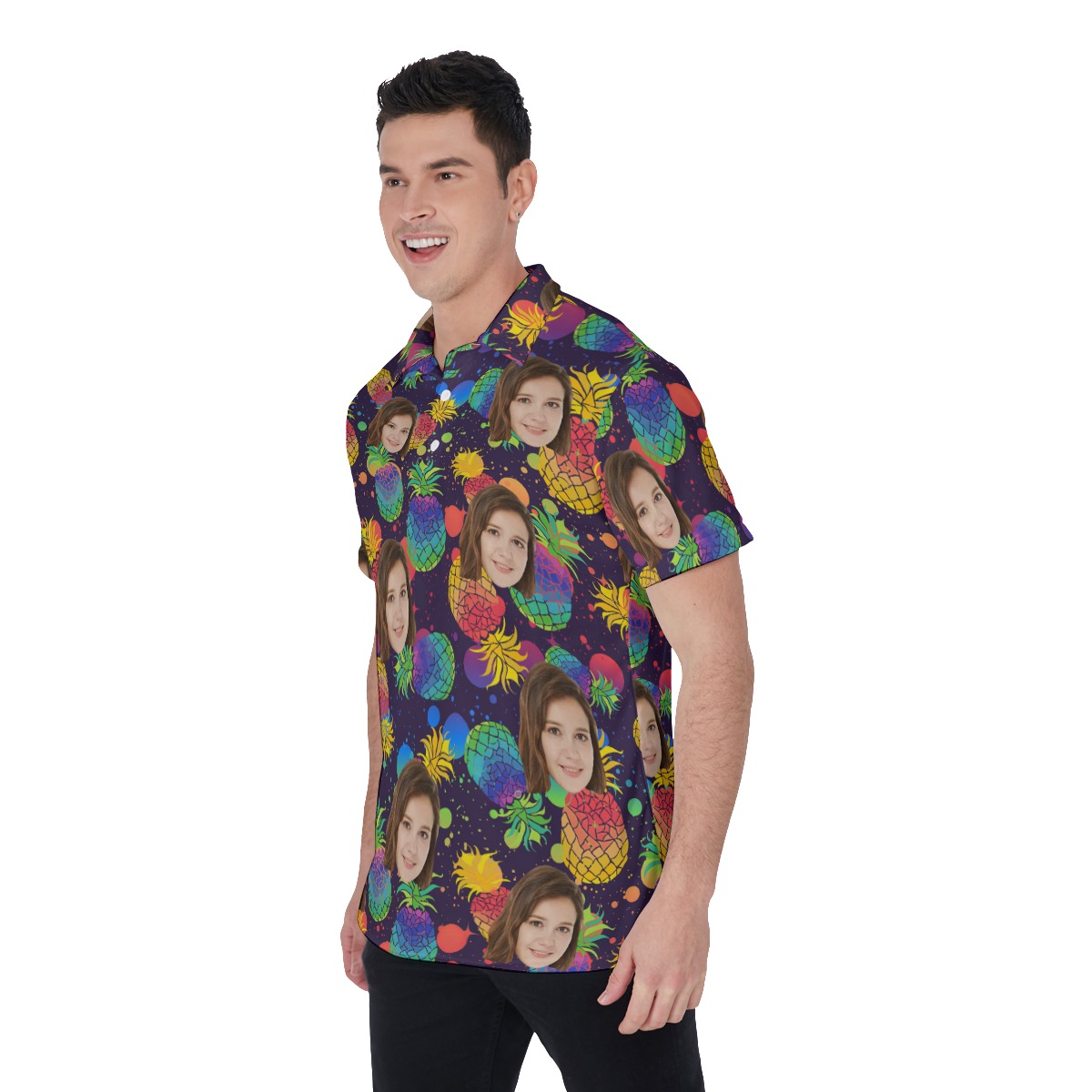Pineapple Colorful Polo Shirt With Multi Faces
