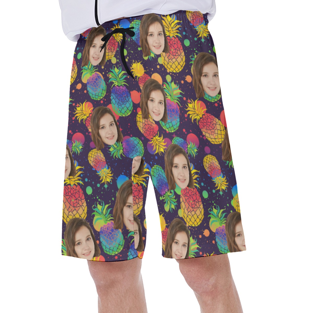 Pineapple Colorful Men's Custom Face Hawaiian Shorts