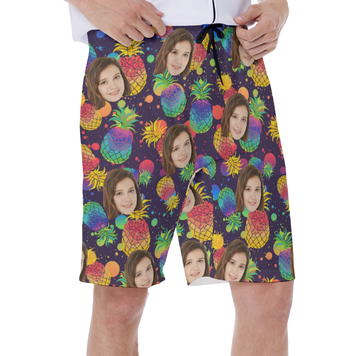 Pineapple Colorful Men's Custom Face Hawaiian Shorts