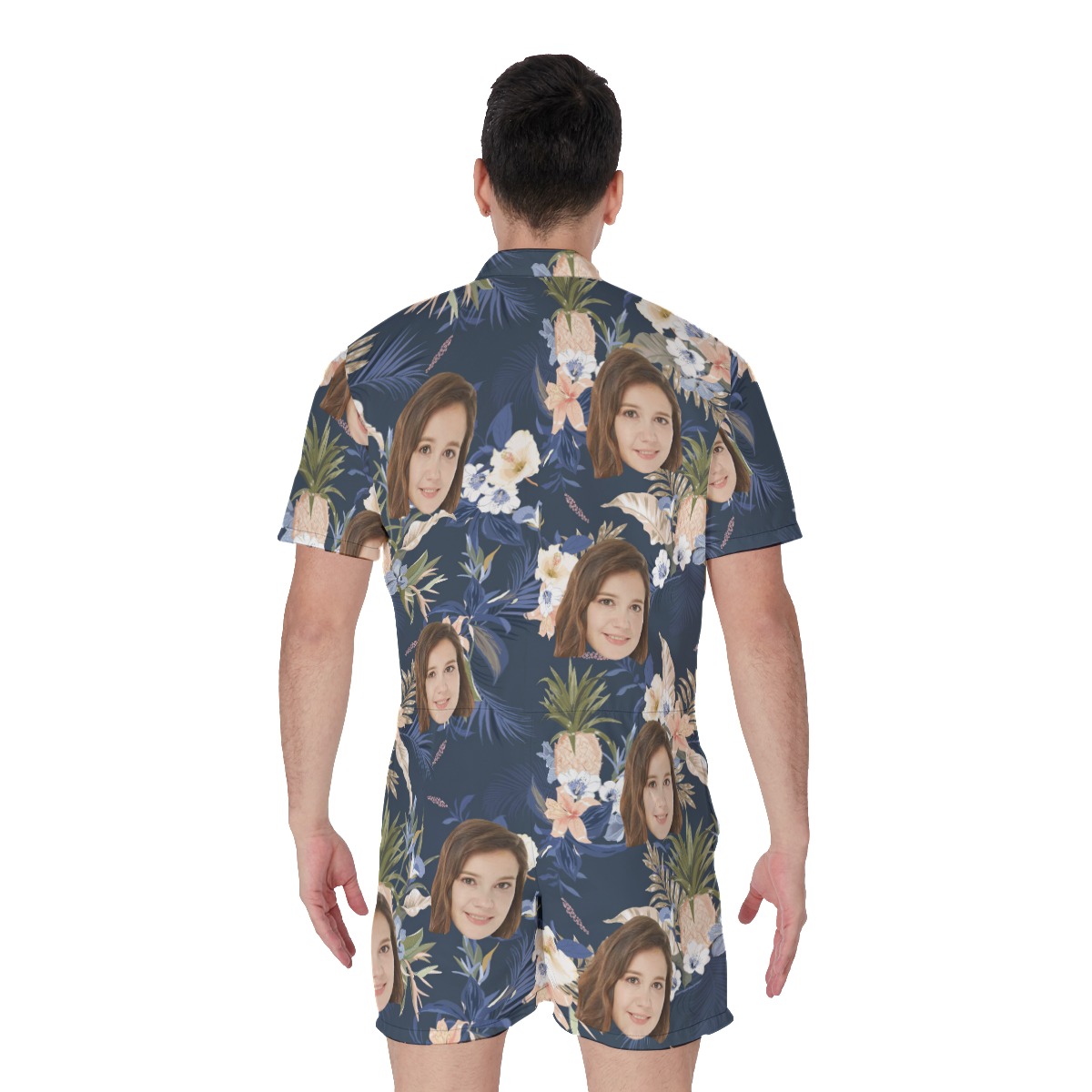 Vintage Floral Navy Summer's Romper With Face