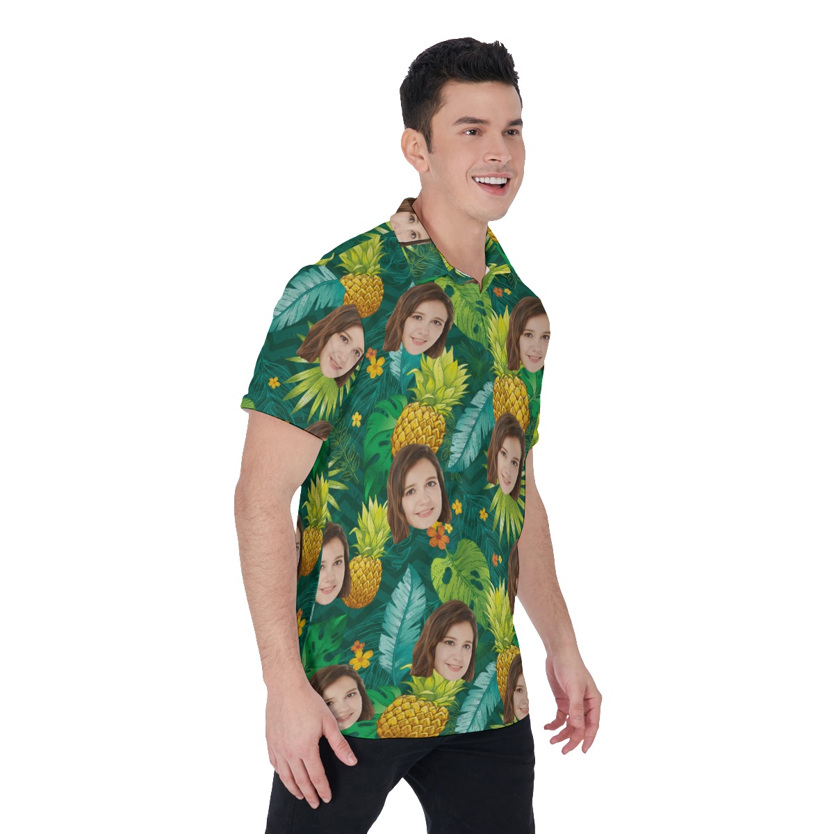 Pineapple Green Polo Shirt With Custom Face