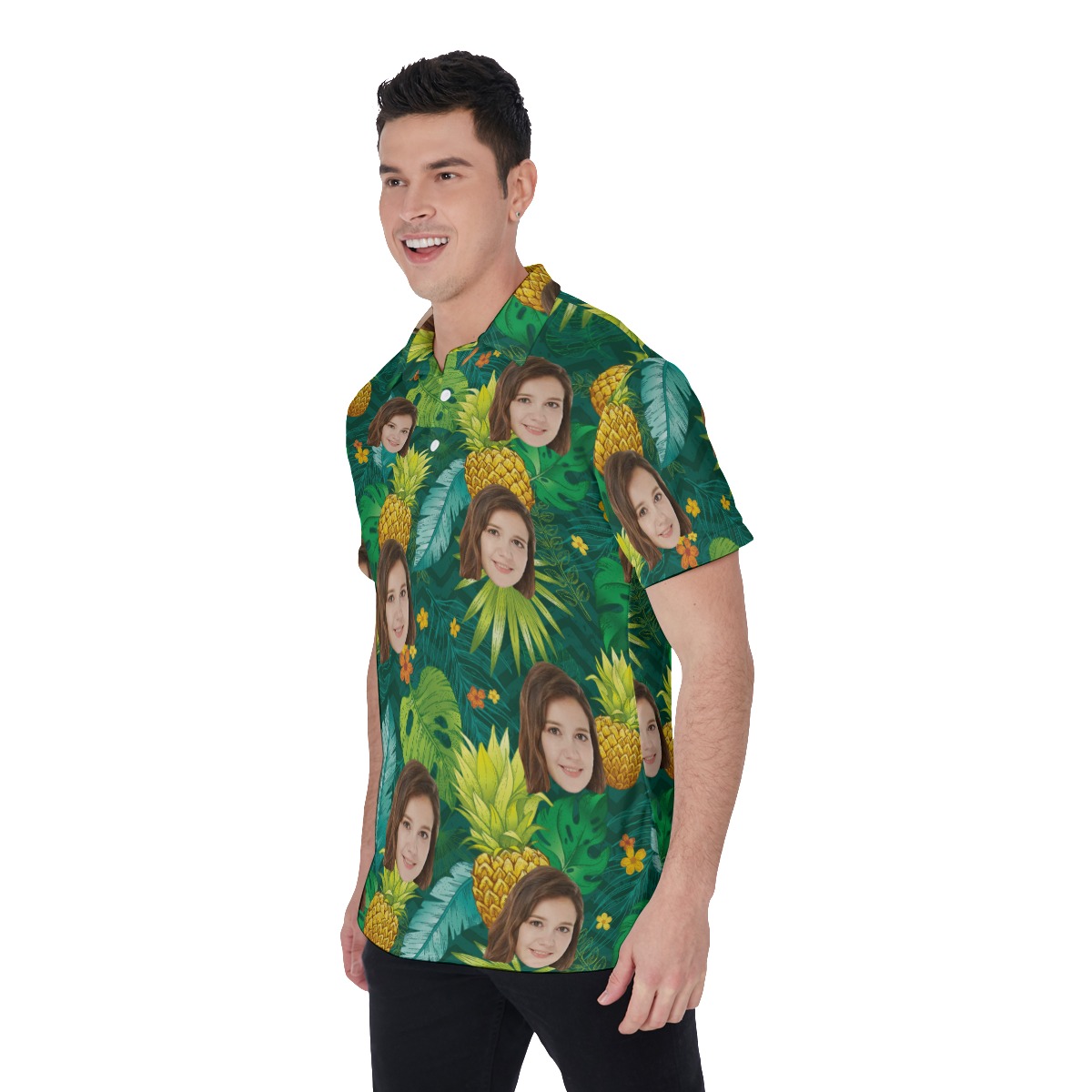 Pineapple Green Polo Shirt With Custom Face