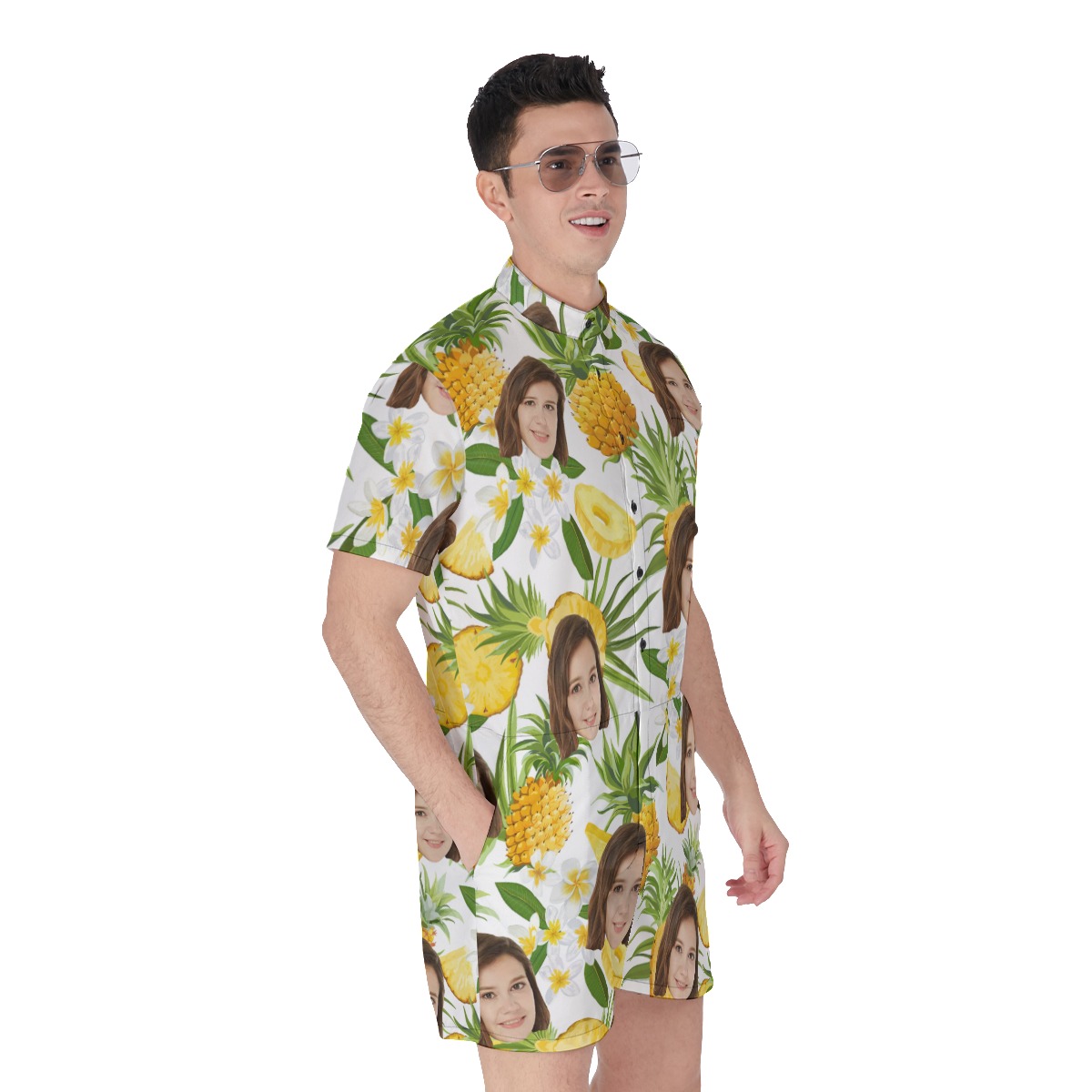 Pineapple Custom Tropical Men's Romper With Face