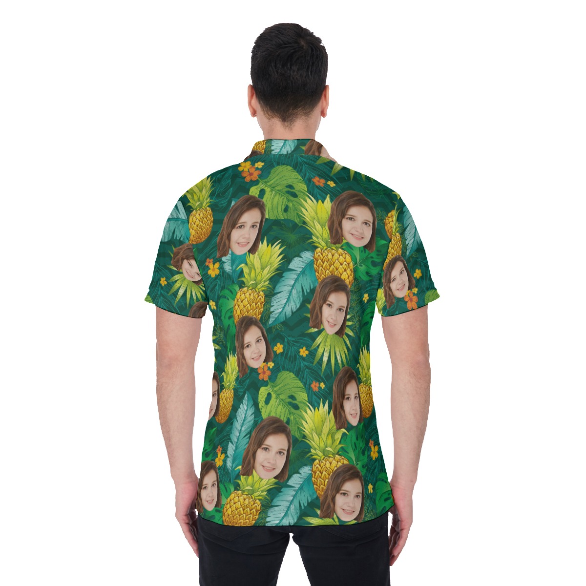 Pineapple Green Polo Shirt With Custom Face