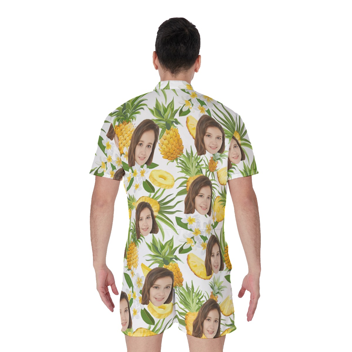 Pineapple Custom Tropical Men's Romper With Face