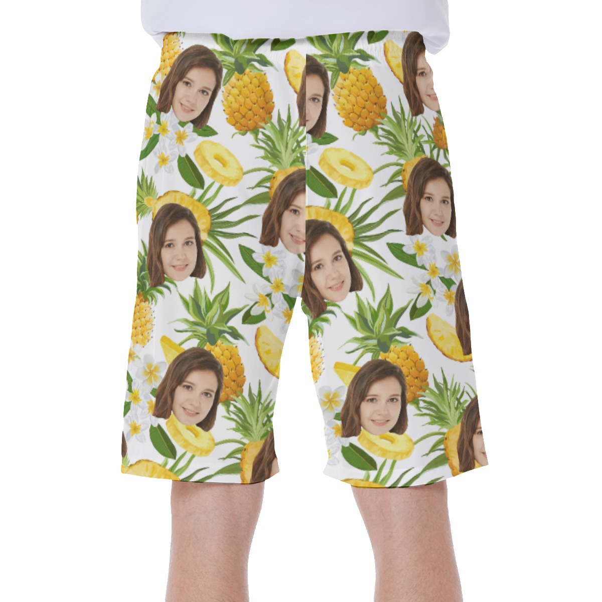 Pineapple Custom Tropical Men's Swim Trunks With Face