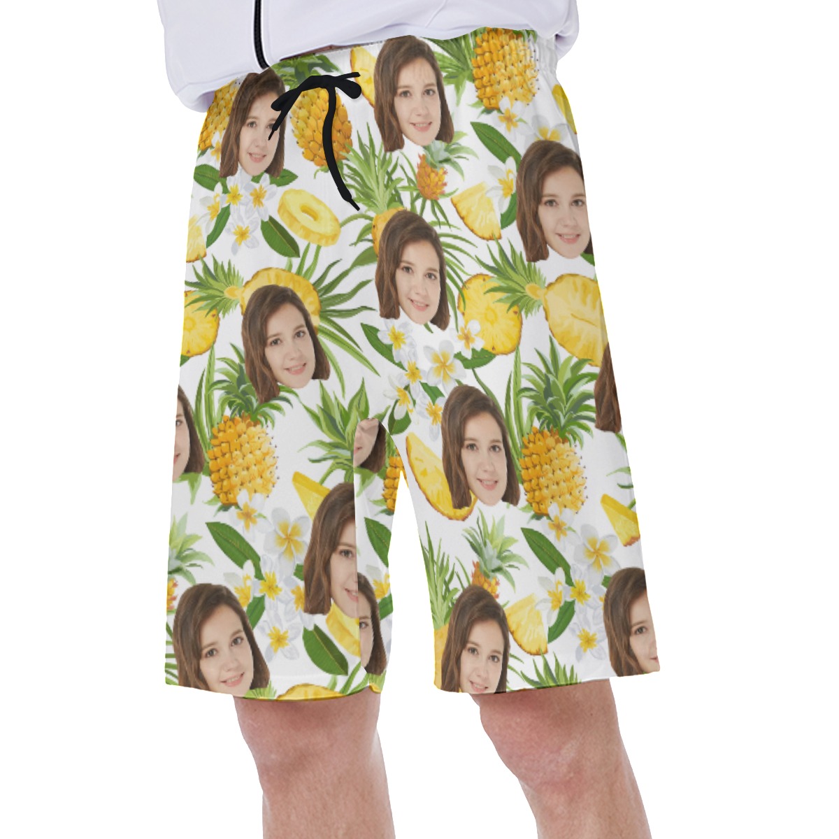 Pineapple Custom Tropical Men's Swim Trunks With Face